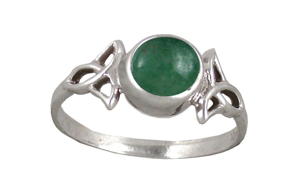 Sterling Silver Celtic Knotwork Ring With Jade Size 10